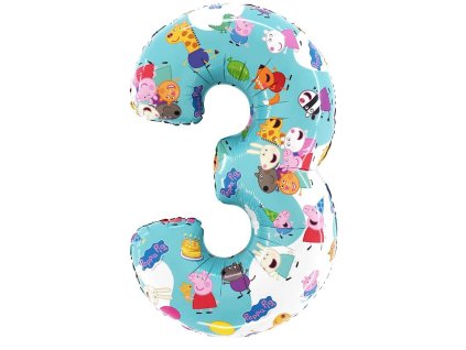 eng pl Foil Balloon Number 3 Peppa Pig 66 cm Grabo 10380 1 1