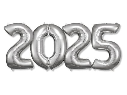 Komplet balonov 2025 - srebrni 35 cm