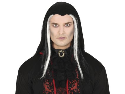 Črna vampirska lasulja z belimi prameni