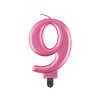 Rojstnodnevna sveča 9 kovinsko-rožnata