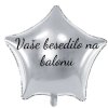 Balon iz folije z besedilom - Srebrna zvezda, 70 cm