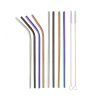 Sada farebných kovových slamiek s kefkou - 8 ks