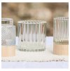 clear striped glass candle holder dia 7cm x 6 5cm (1)
