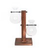 2 glass vases w wood stand 15cm x 7 5cm x 18cm