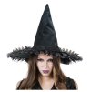 chapeau sorciere noir dentelle et noeud dia 48cm x 35cm