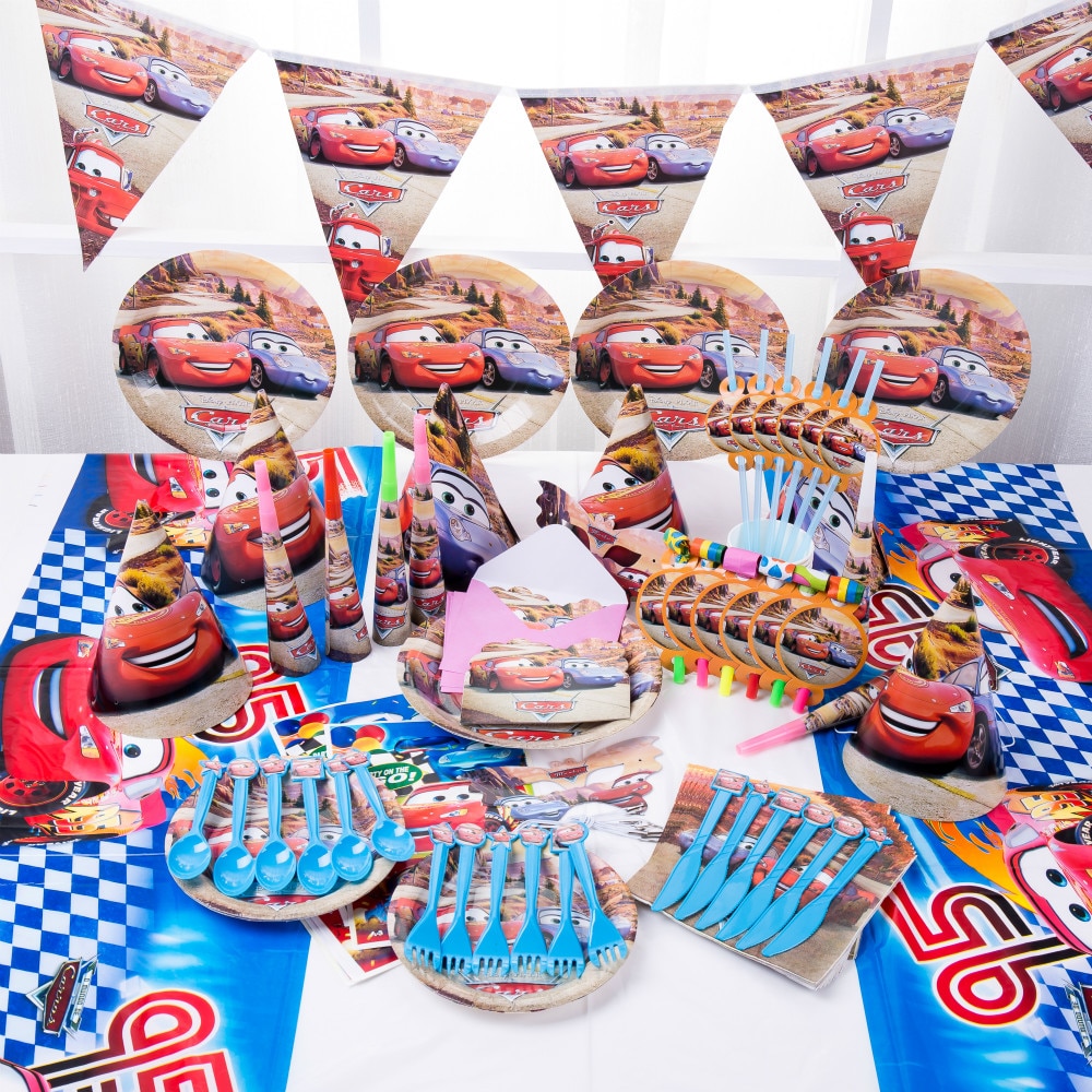 Cartoon-Disney-Lightning-McQueen-Cars-Birthday-Party-Decorations-Kids-Cups-Plates-Baby-Shower-Disposable-Tableware-Supplies