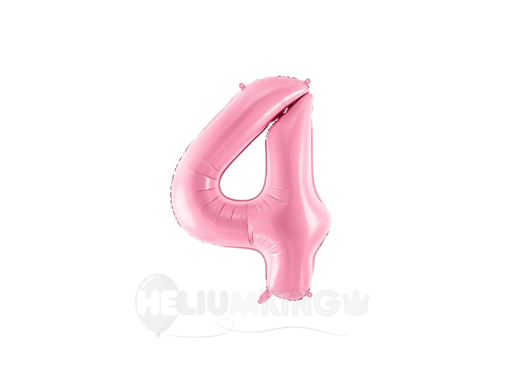 Fóliový balón narodeninové číslo 4 ružový 86cm - HeliumKing.sk