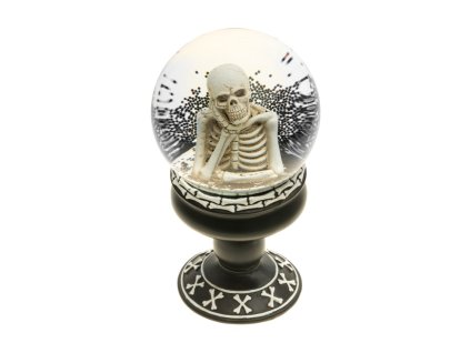 snowglobe thinking skeleton dia 10cm x 18cm