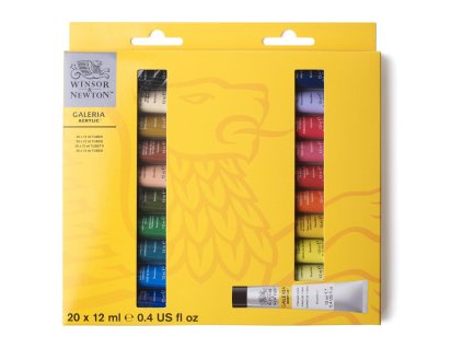 884955074176 W&N GALERIA ACRYLIC COLOUR 20X12ML SET [FRONT] 884955074176
