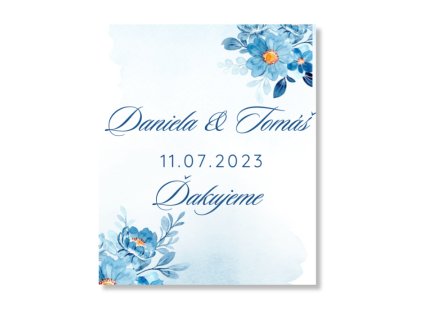 Visačka na darček - Modré kvetiny