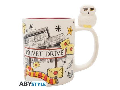 harry potter mug 3d handle hedwig privet drive x2