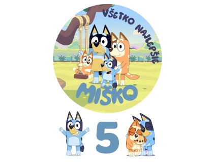 Jedlý personalizovaný obrázok na tortu - Bluey