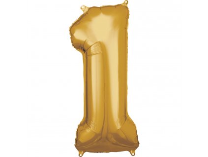 Balónik fóliový narodeninové číslo 1 zlatý 86cm