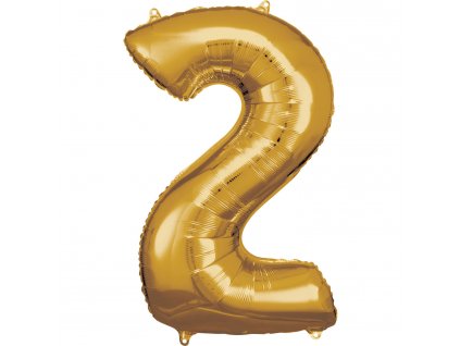 Balónik fóliový narodeninové číslo 2 zlatý 86cm
