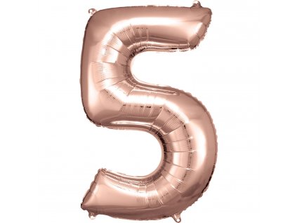 Balónik fóliový narodeninové číslo 5 ružovo-zlatý 86 cm