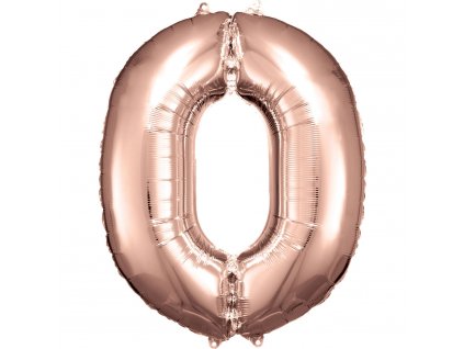 Balónik fóliový narodeninové číslo 0 ružovo-zlatý 86 cm