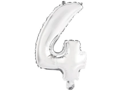 Mini fóliový balón číslo 4 strieborný 33 cm
