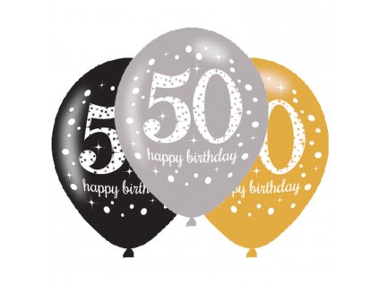 Latexové balóny narodeninové číslo 50 - 6 ks