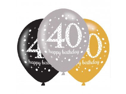 Latexové balóny narodeninové číslo 40 - 6 ks