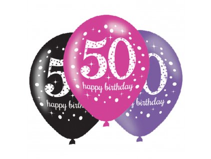 Latexové balóny narodeninové číslo 50 - ružová párty 6 ks