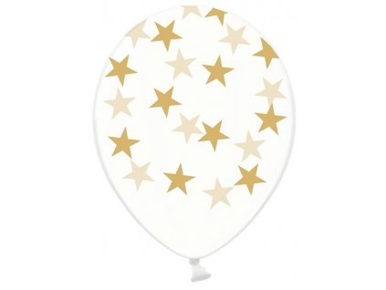 Balónik - Priesvitný so zlatými hviezdami