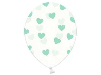 Balónik - Priesvitný so zelenými srdiečkami