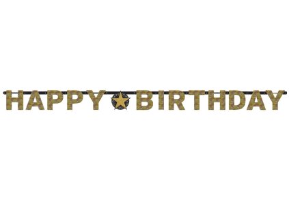 Banner Happy Birthday - Trblietavá zlatá