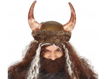 Vikingská helma s kožušinou
