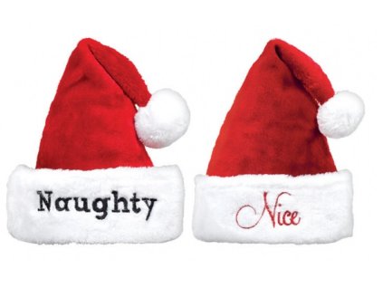 Vianočné čiapky Naughty/Nice - 2 ks