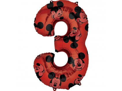 Balónik fóliový narodeninové číslo 3 - Mickey Mouse 66 cm
