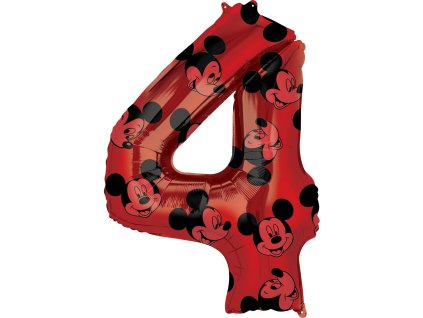 Balónik fóliový narodeninové číslo 4 - Mickey Mouse 66 cm