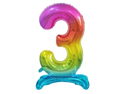 Samostojaci fóliový balón 3 dúhový 74 cm