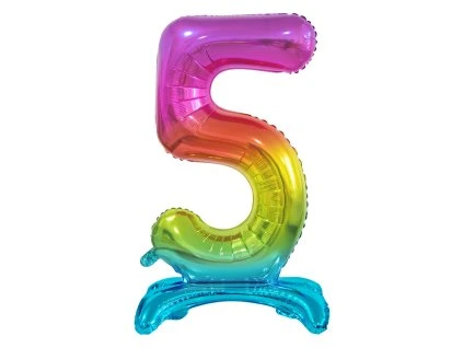 Samostojaci fóliový balón 5 dúhový 74 cm