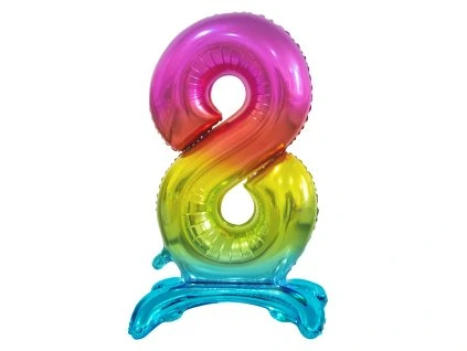 Samostojaci fóliový balón 8 dúhový 74 cm