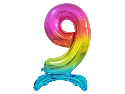Samostojaci fóliový balón 9 dúhový 74 cm