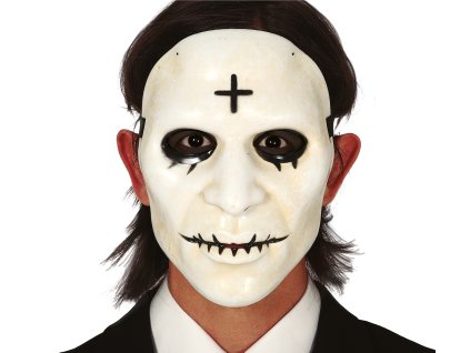 Biela maska muža s krížom