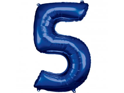 Balónik fóliový narodeninové číslo 5 modrý 86 cm