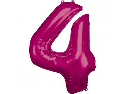 Balónik fóliový narodeninové číslo 4 ružový 86 cm