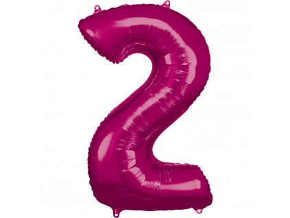 Balónik fóliový narodeninové číslo 2 ružový 86 cm