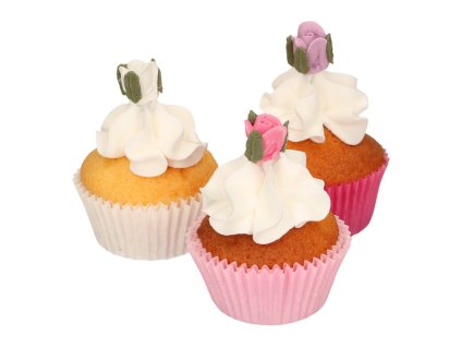 Cukrové zdobenie mini ružičky s lístkami 16 ks