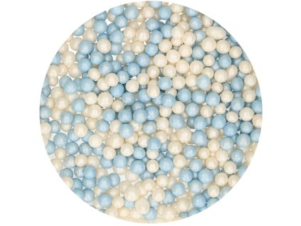 Cukrové guličky Soft Pearls - Modré/Biele 60 g