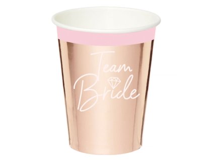 Poháre ružovozlaté - Team Bride 8 ks 250 ml