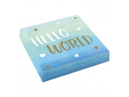 Servítky Hello World - modré 33 x 33 cm