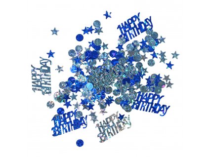 Konfety Happy Birthday - modré mix