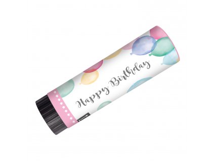 Párty vystreľovacie konfety - Happy Birthday pastelové balóny 2 ks