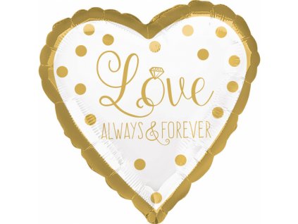 64906 foliovy balon srdce zlate love always and forever