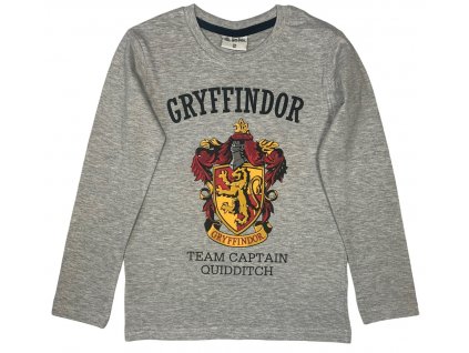 Chlapčenské tričko s dlhým rukávom - Harry Potter Chrabromil sivé
