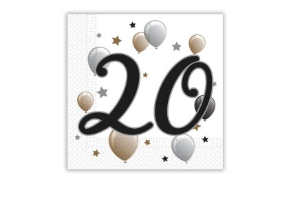 Servítky s číslom 20 - milestone 33 x 33 cm 20 ks