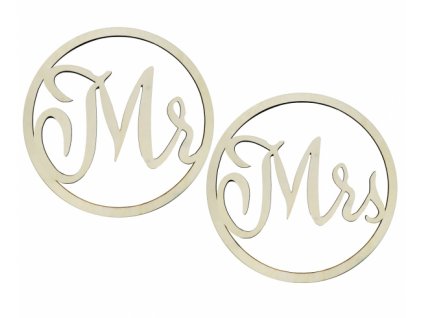 Drevená svadobná dekorácia - Mr.&  Mrs. 2 ks