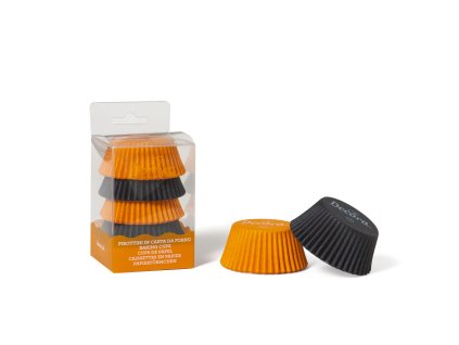 Papierové košíčky na pečenie - Oranžovo/čierne